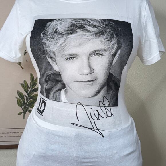 Y2k 2010 1D One Direction Niall Horan Photo Signature White T-Shirt Tee XL - Picture 2 of 4